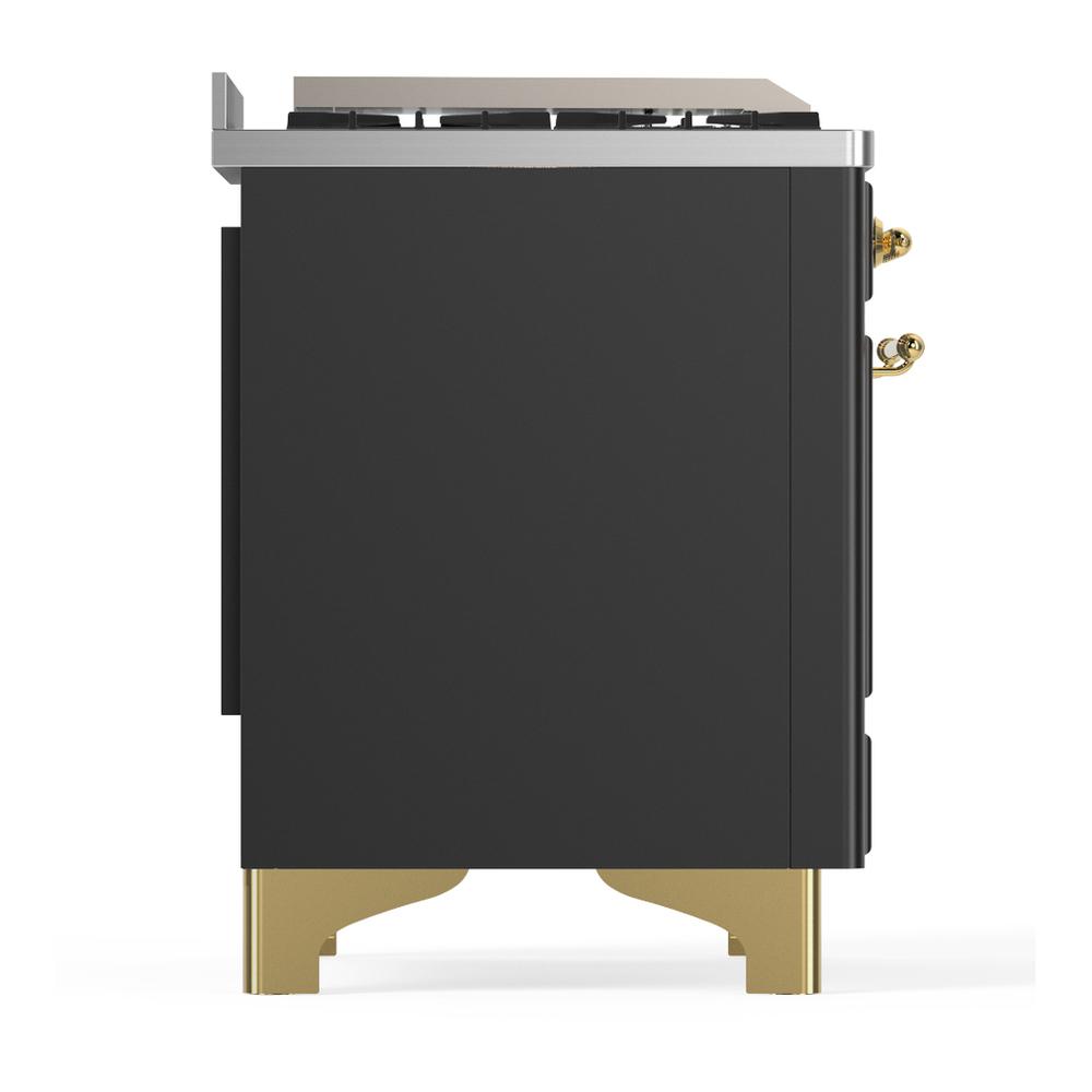 ILVE UM60FNR3MGG Majestic III 60 inch Dual Fuel Range with 9 Burners and Griddle, Dual Function Burner up to 25,000 BTU (Natural Gas, Triple Glass Door, Graphite Matte, Brass)