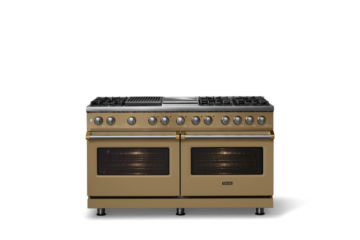 60"W.Dual Fuel Range (Finish: Golden Hour, Trim: Brushed Brass, Fuel: Propane)