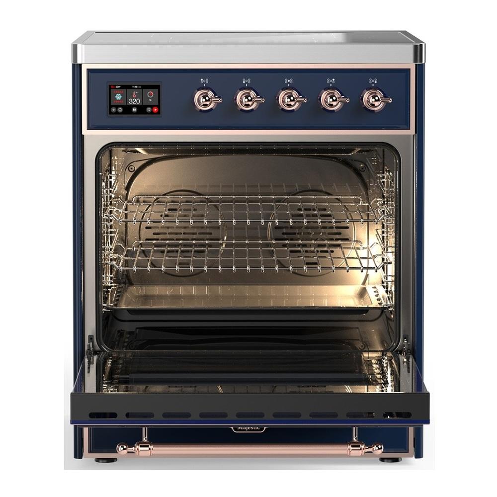 ILVE UMIB30NR3MBP Majestic III 30 inch Induction Range with 4 Elements, 4 cu. ft. Oven Capacity (Triple Glass Door, Midnight Blue, Copper)