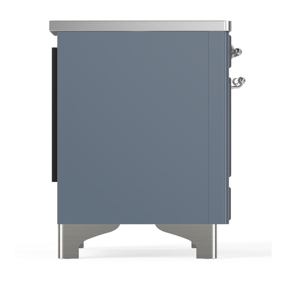 ILVE UMDIB40NR3BGC Majestic III 40 inch Induction Range with 6 Elements, 3.82 cu. ft. Total Oven Capacity (Triple Glass Door, Blue Grey, Chrome)