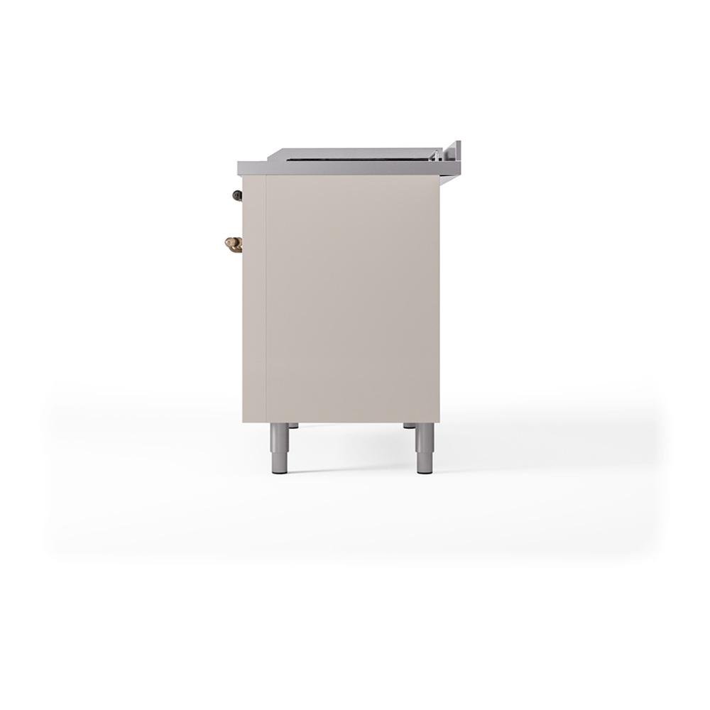 ILVE UN48FQNMPAWCLP Nostalgie II Noblesse 48 inch Dual Fuel Range (8 Sealed Burners + Griddle, Liquid Propane, Solid Door, Antique White, Chrome)