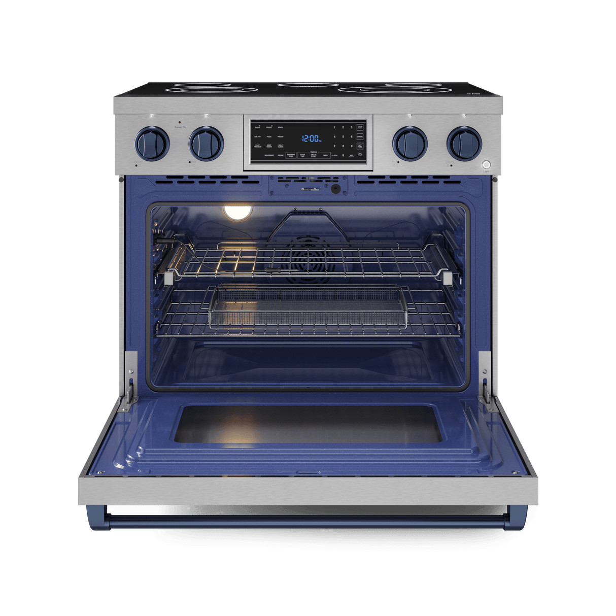 36 Inch Professional Electric Range With Tilt Panel Touch Control In Stainless Steel/navy Blue Gordon Ramsay Series