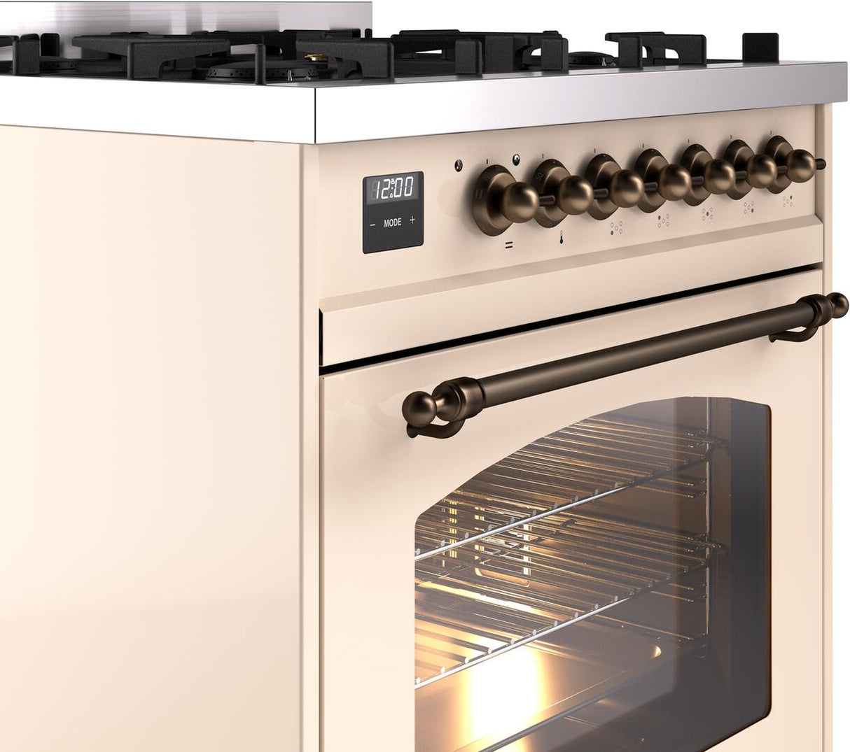 Nostalgie II 30 Inch Dual Fuel Liquid Propane Freestanding Range in Antique White with Bronze Trim