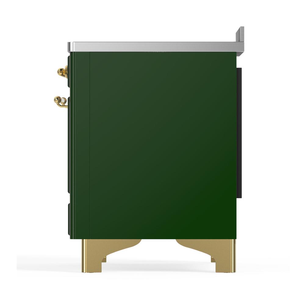 ILVE UMIB48NR3EGG Majestic III 48 inch Induction Range with 6 Elements, 5.02 cu. ft. Total Oven Capacity (Triple Glass Door, Emerald Green, Brass)