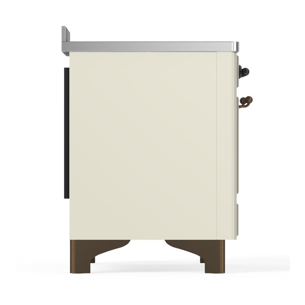 ILVE UMIB48NR3AWB Majestic III 48 inch Induction Range with 6 Elements, 5.02 cu. ft. Total Oven Capacity (Triple Glass Door, Antique White, Burnished)