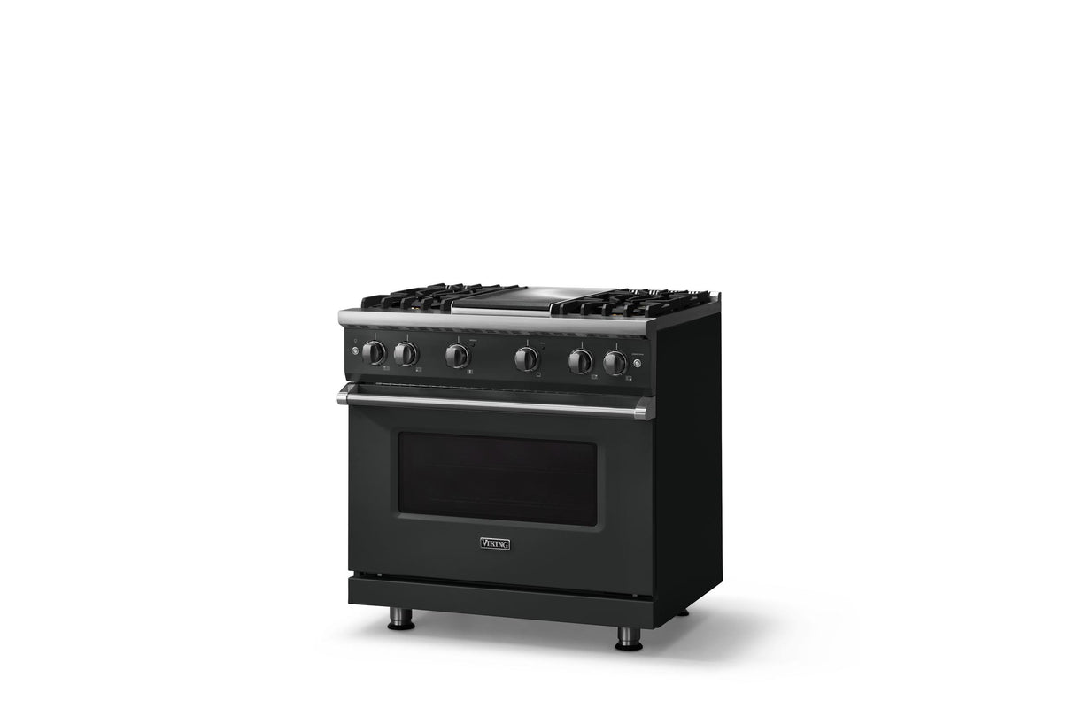 36"W. Sealed Burner Gas Range (Burner: 4g, Finish: Antique Bronze, Trim: Polished Chrome, Fuel: Natural Gas)