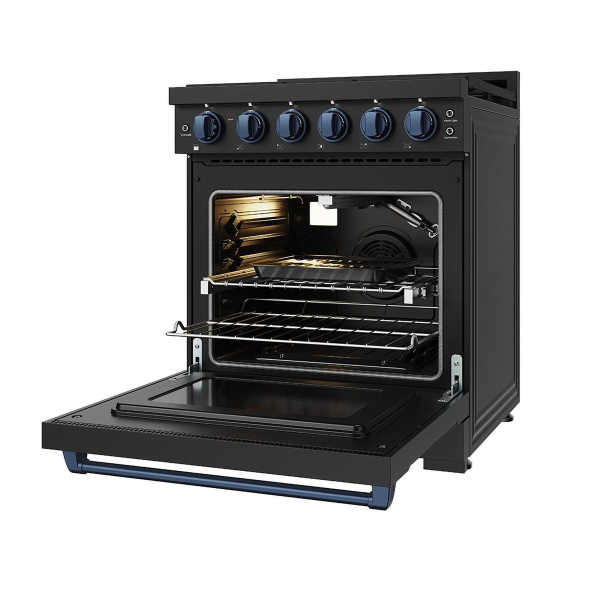 30 Inch Professional Gas With Precision Knob Control In Black/blue