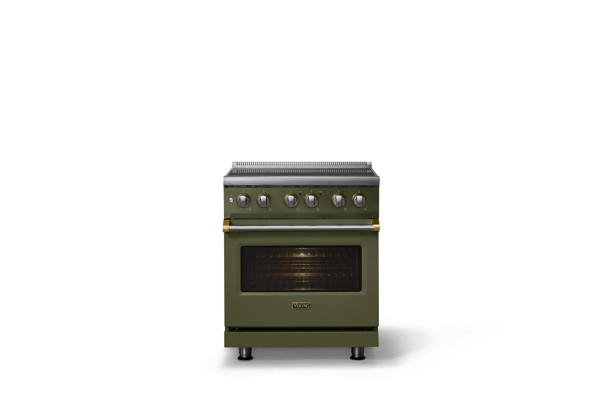30"W. Induction Range (Finish: Martini, Trim: Brushed Brass)