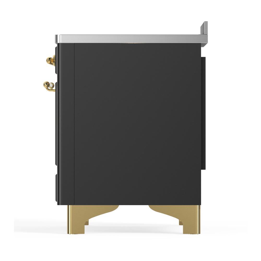 ILVE UMIB48QNR3MGG Majestic III 48 inch Induction Range with 6 Elements, 5.02 cu. ft. Total Oven Capacity (Solid Door, Graphite Matte, Brass)