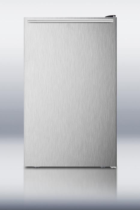 20" Wide Built-in Refrigerator-freezer With A Stainless Steel Door, Horizontal Handle and Black Cabinet