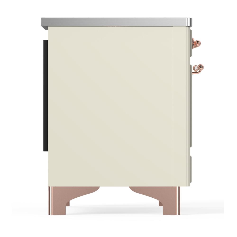 ILVE UMIB36QNR3AWP Majestic III 36 inch Induction Range with 6 Elements, 3.5 cu. ft. Total Oven Capacity (Solid Door, Antique White, Copper)