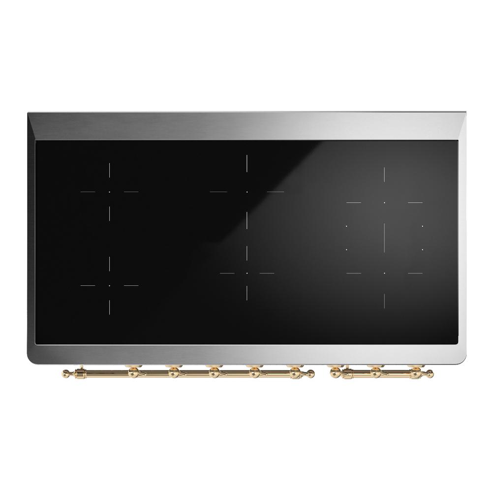 ILVE UMIB48NR3SSG Majestic III 48 inch Induction Range with 6 Elements, 5.02 cu. ft. Total Oven Capacity (Triple Glass Door, Stainless Steel, Brass)