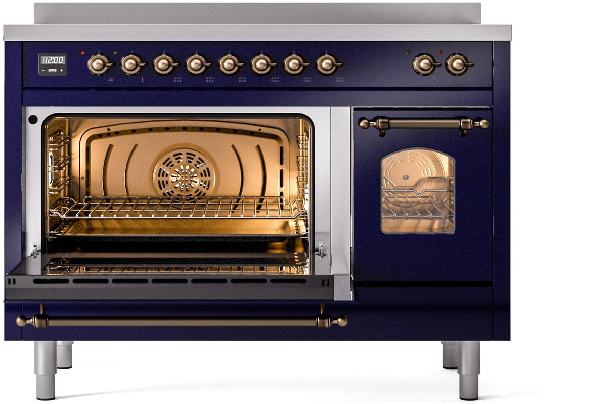 Nostalgie II 48 Inch Electric Freestanding Range in Blue with Bronze Trim