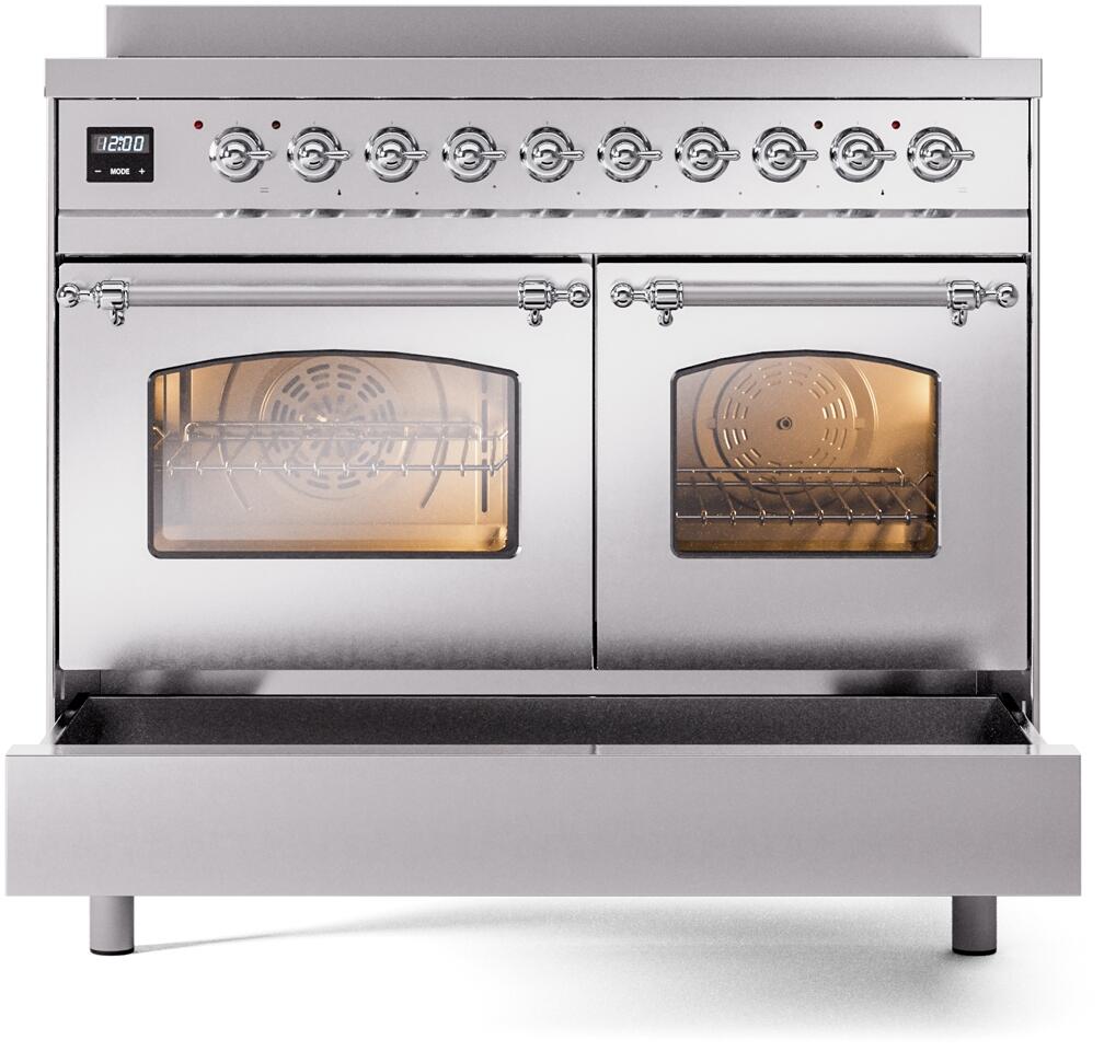 Nostalgie II 40 Inch Electric Freestanding Range in Stainless Steel with Chrome Trim