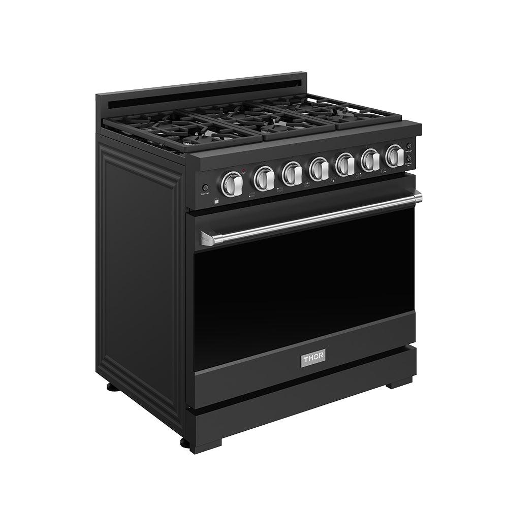 36 Inch Professional Gas Range With Precision Knob In Black and Stainless Steel Gordon Ramsay Series