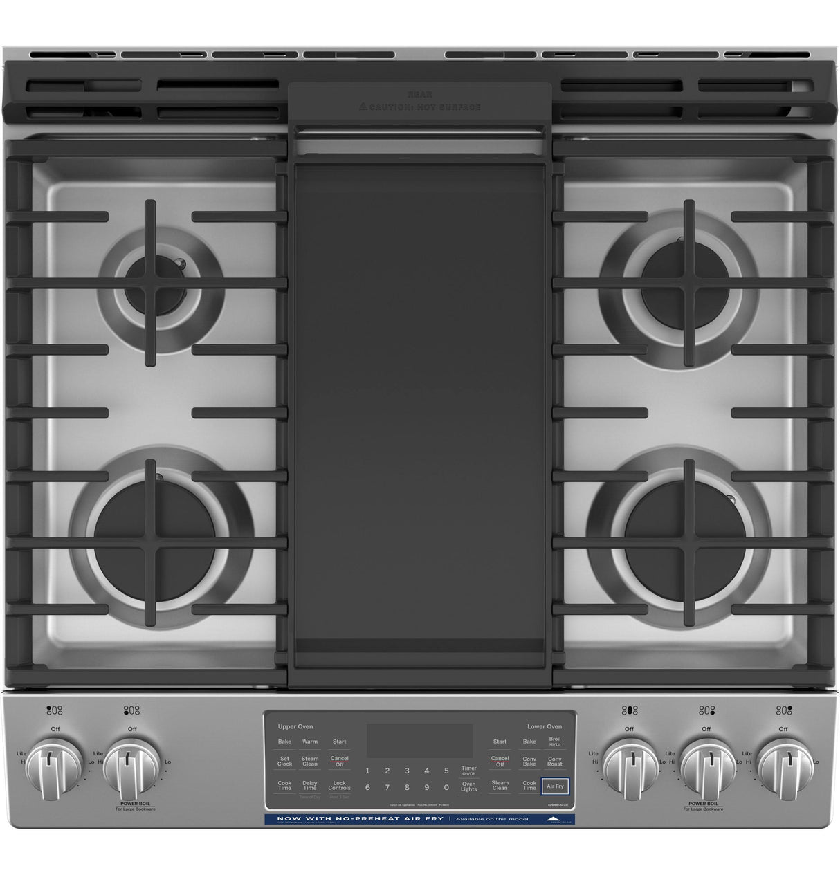GE 30" Slide-In Front Control Gas Double Oven Range