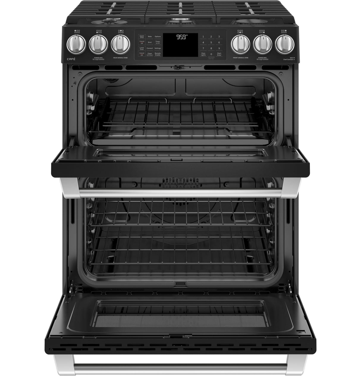 GE Café Series 30" Slide-In Front Control Gas Double Oven with Convection Range
