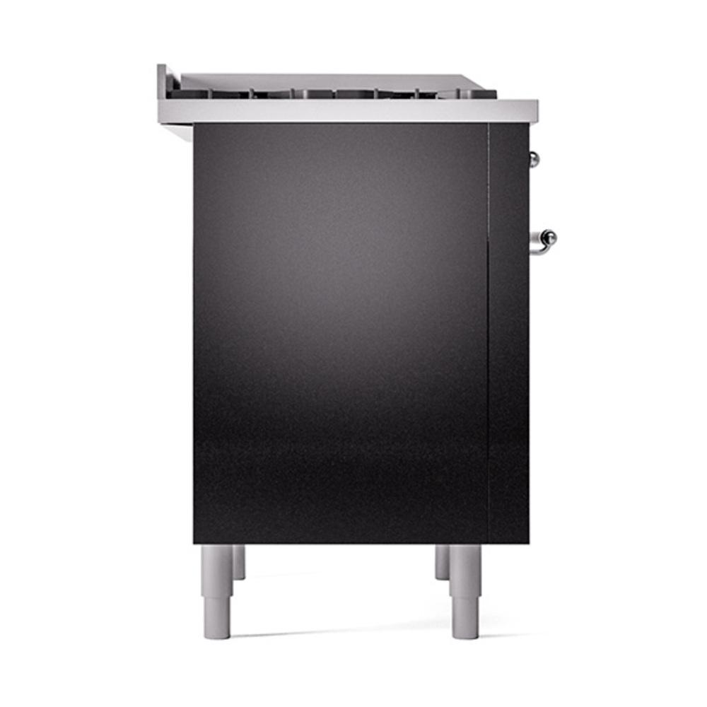 ILVE UN36FQNMPBKCLP Nostalgie II Noblesse 36 inch Dual Fuel Range (Liquid Propane, Solid Door, Glossy Black, Chrome)