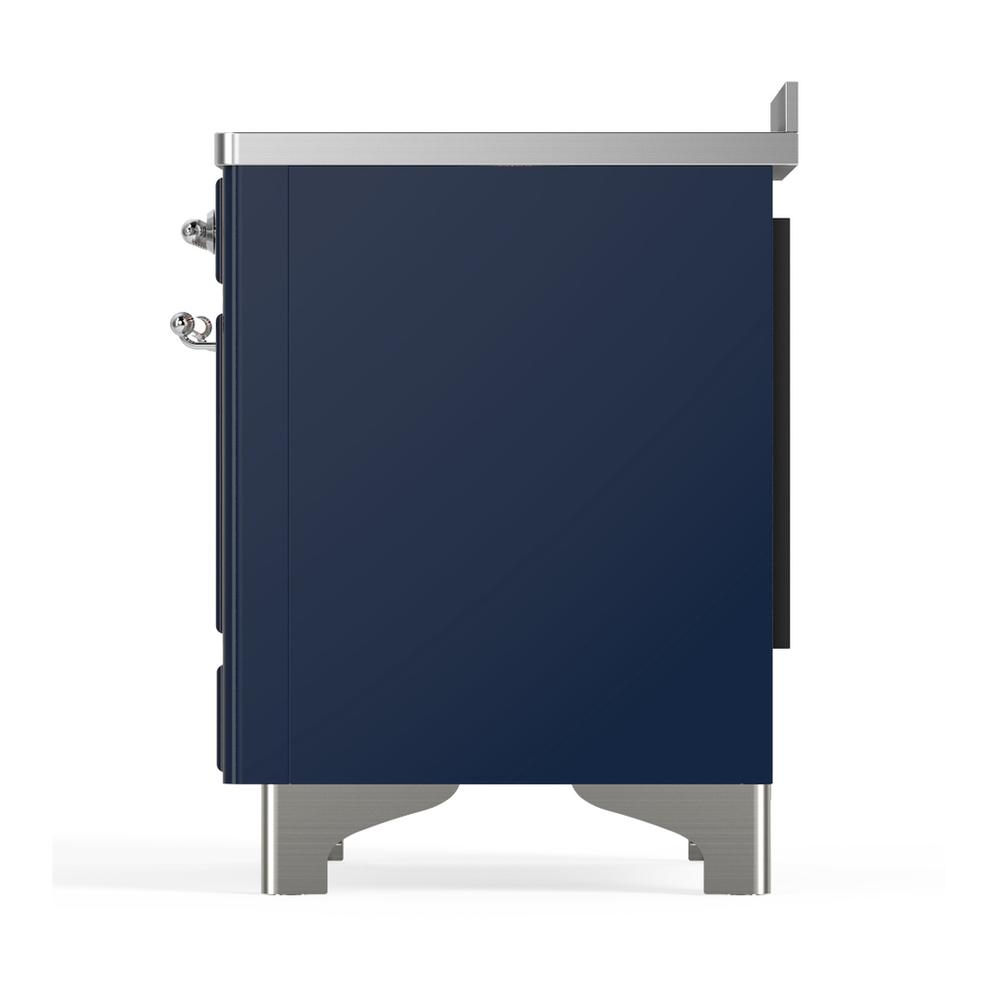 ILVE UMIB48QNR3MBC Majestic III 48 inch Induction Range with 6 Elements, 5.02 cu. ft. Total Oven Capacity (Solid Door, Midnight Blue, Chrome)