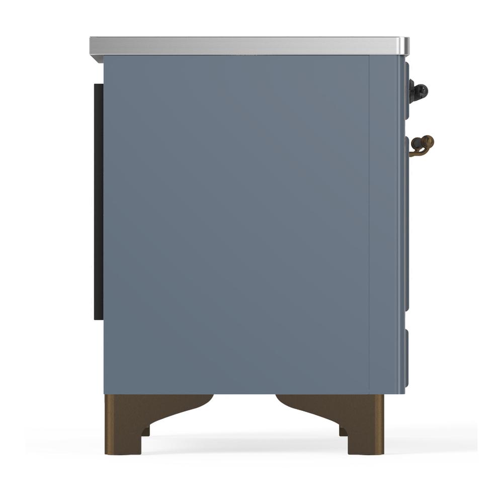 ILVE UMDIB40NR3BGB Majestic III 40 inch Induction Range with 6 Elements, 3.82 cu. ft. Total Oven Capacity (Triple Glass Door, Blue Grey, Burnished)