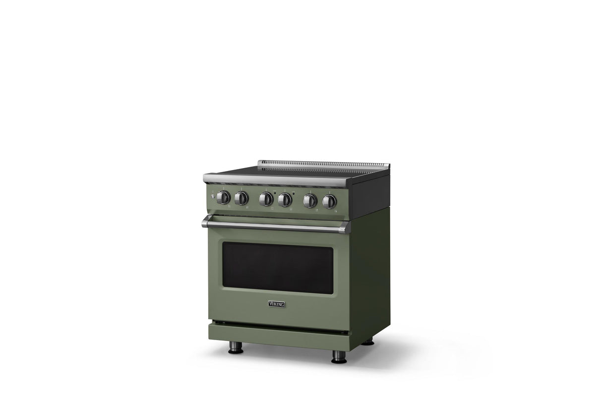 30"W. Induction Range (Finish: Eucalyptus, Trim: Polished Chrome)