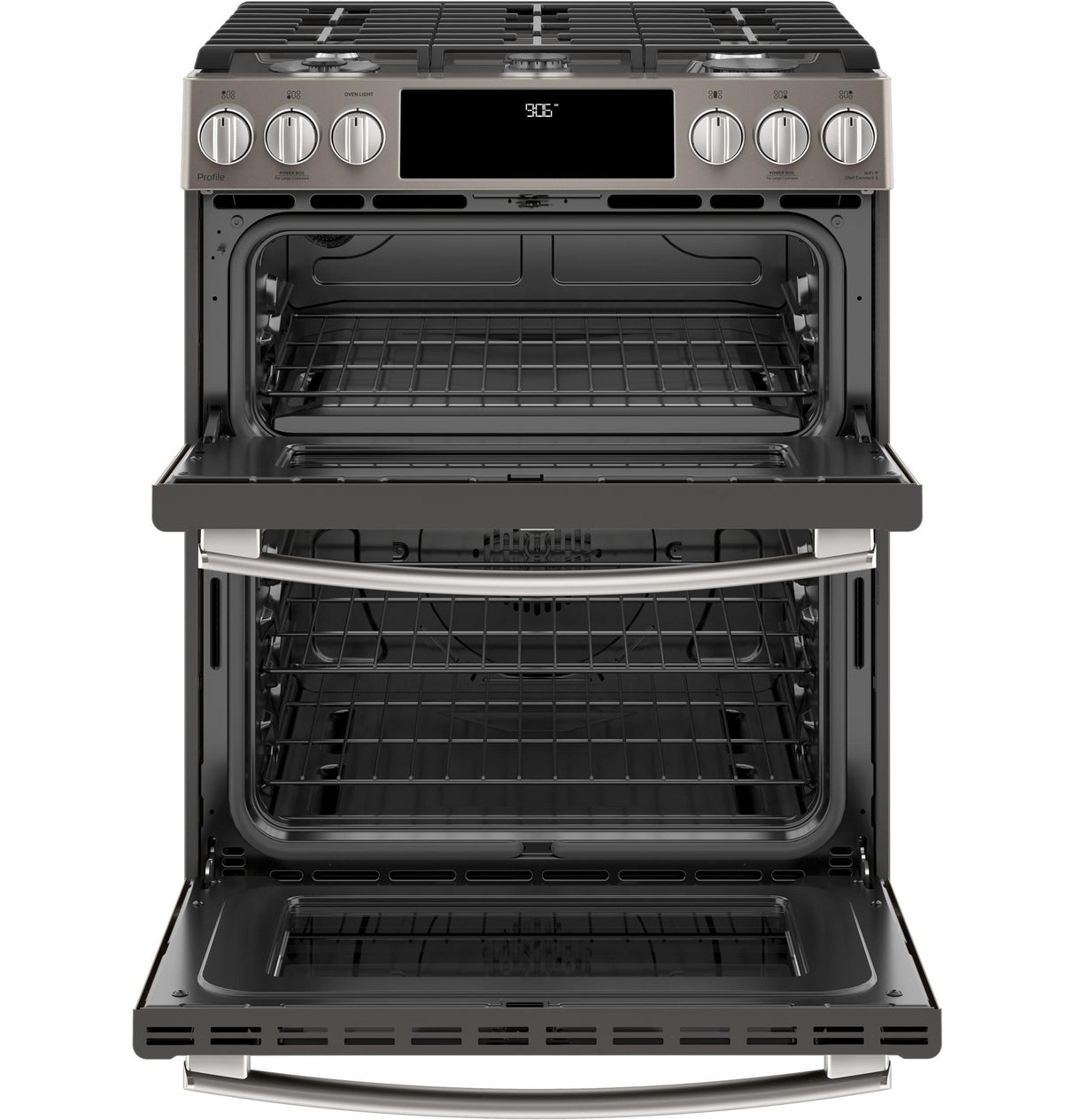 GE Profile™ 30" Smart Slide-In Front-Control Gas Double Oven Convection Range