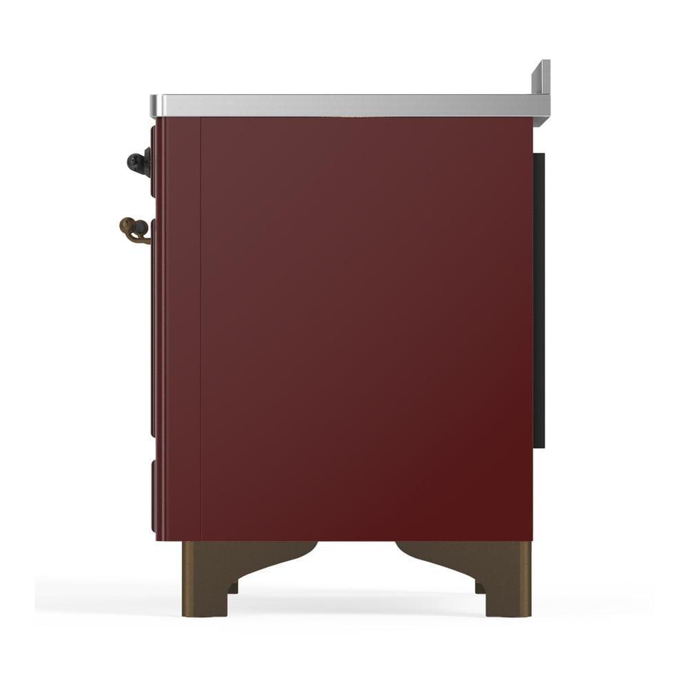 ILVE UMIB48NR3BUB Majestic III 48 inch Induction Range with 6 Elements, 5.02 cu. ft. Total Oven Capacity (Triple Glass Door, Burgundy, Burnished)