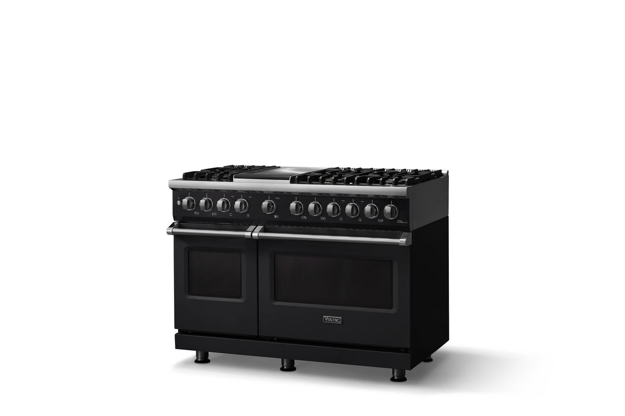 48"W. Dual Fuel Range (Burner: 6g, Finish: Onyx, Trim: Polished Chrome, Fuel: Natural Gas)