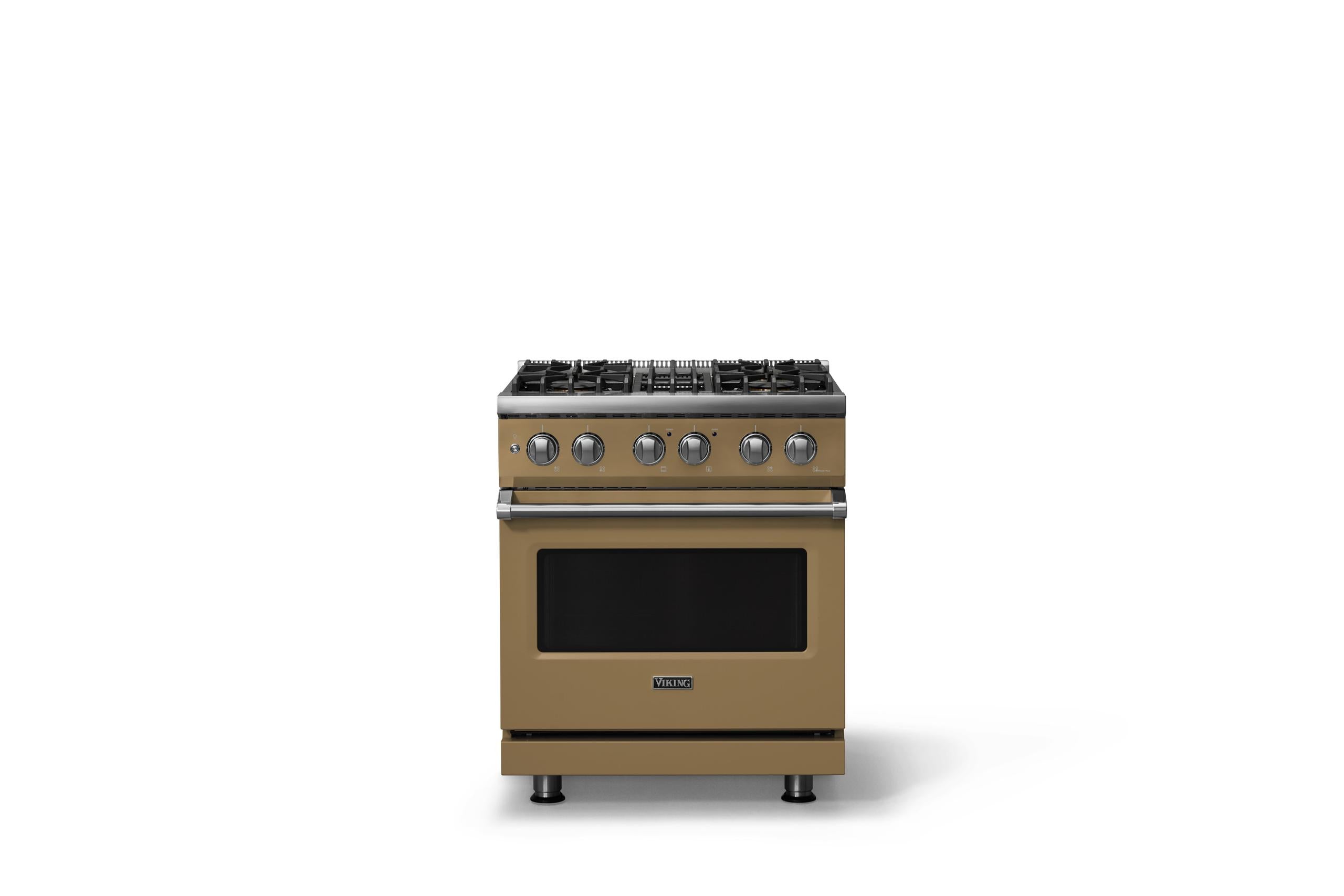30"W. Dual Fuel Range (Finish: Golden Hour, Trim: Polished Chrome, Fuel: Natural Gas)