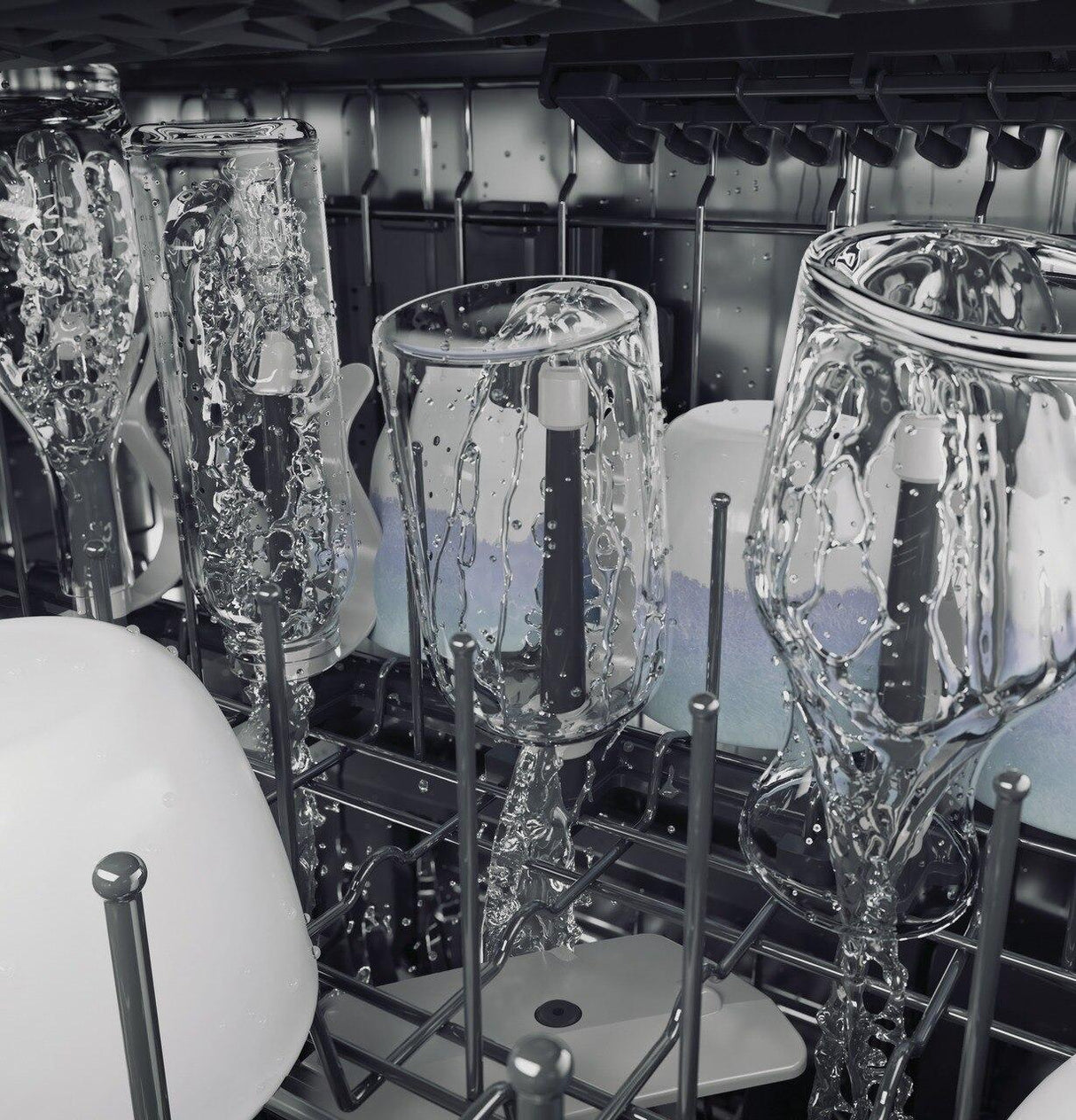 Café™ Smart Stainless Steel Interior Dishwasher with Sanitize and Ultra Wash & Dual Convection Ultra Dry in Platinum Glass