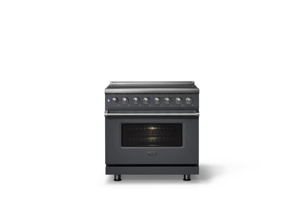 36"W. Induction Range (Finish: Cast Black, Trim: Polished Chrome)