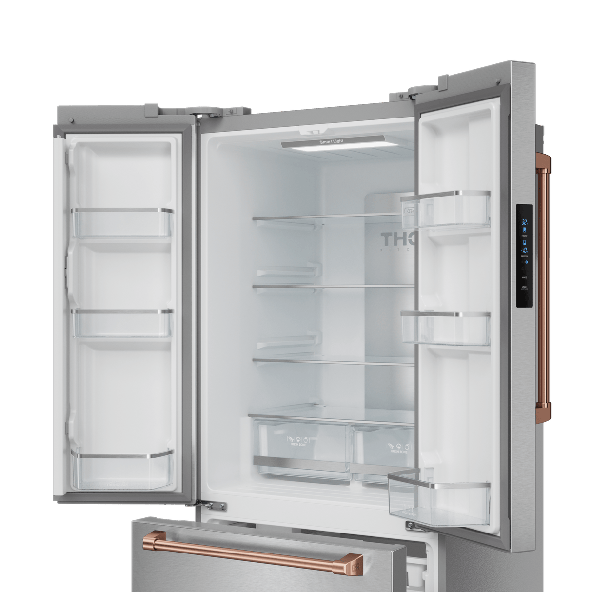 30 Inch 17.5 Cu Ft French Door Counter Depth Refrigerator With Ice Maker In Stainless Steel/rose Gold Gordon Ramsay Series