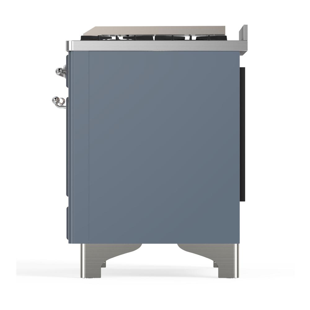 ILVE UM60FSNR3BGCLP Majestic III 60 inch Dual Fuel Range with 7 Burners, Griddle and French Top, Dual Function Burner with up to 25,000 BTU (Liquid Propane, Triple Glass Door, Blue Grey, Chrome)