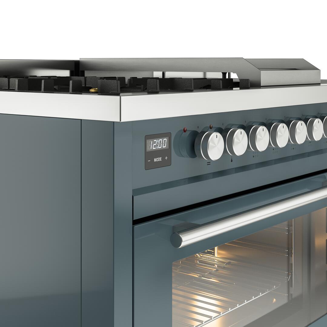 Professional Plus II 48 Inch Dual Fuel Liquid Propane Freestanding Range in Blue Grey with Trim