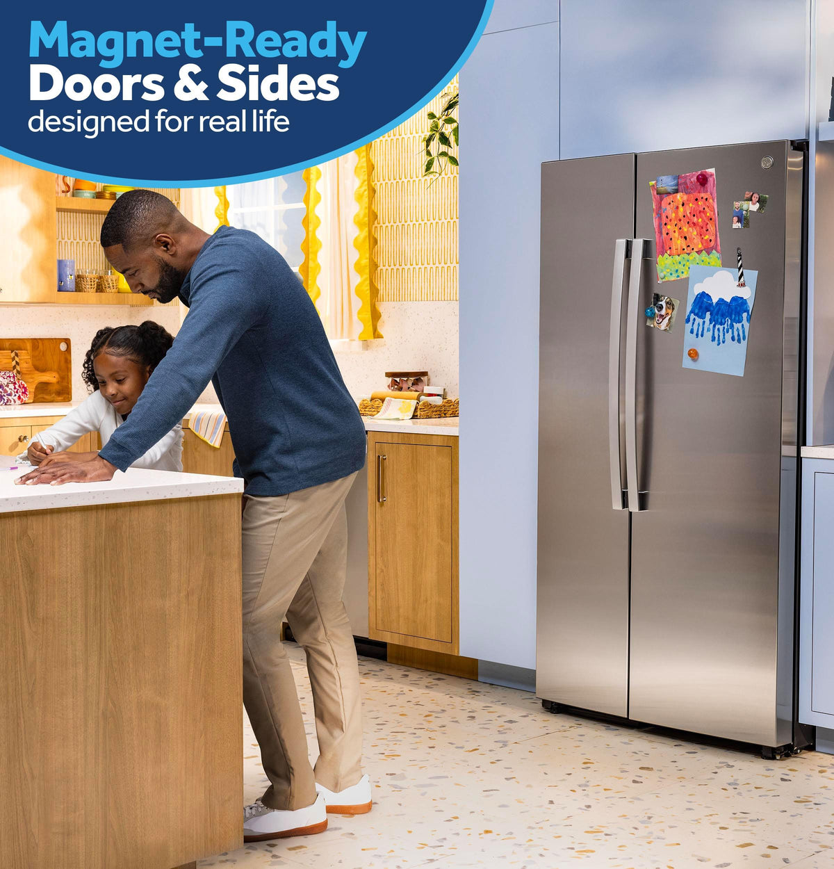 GE® 24.2 Cu. Ft. Counter-Depth Side-By-Side Refrigerator with Internal Dispenser and In-Door Icemaker