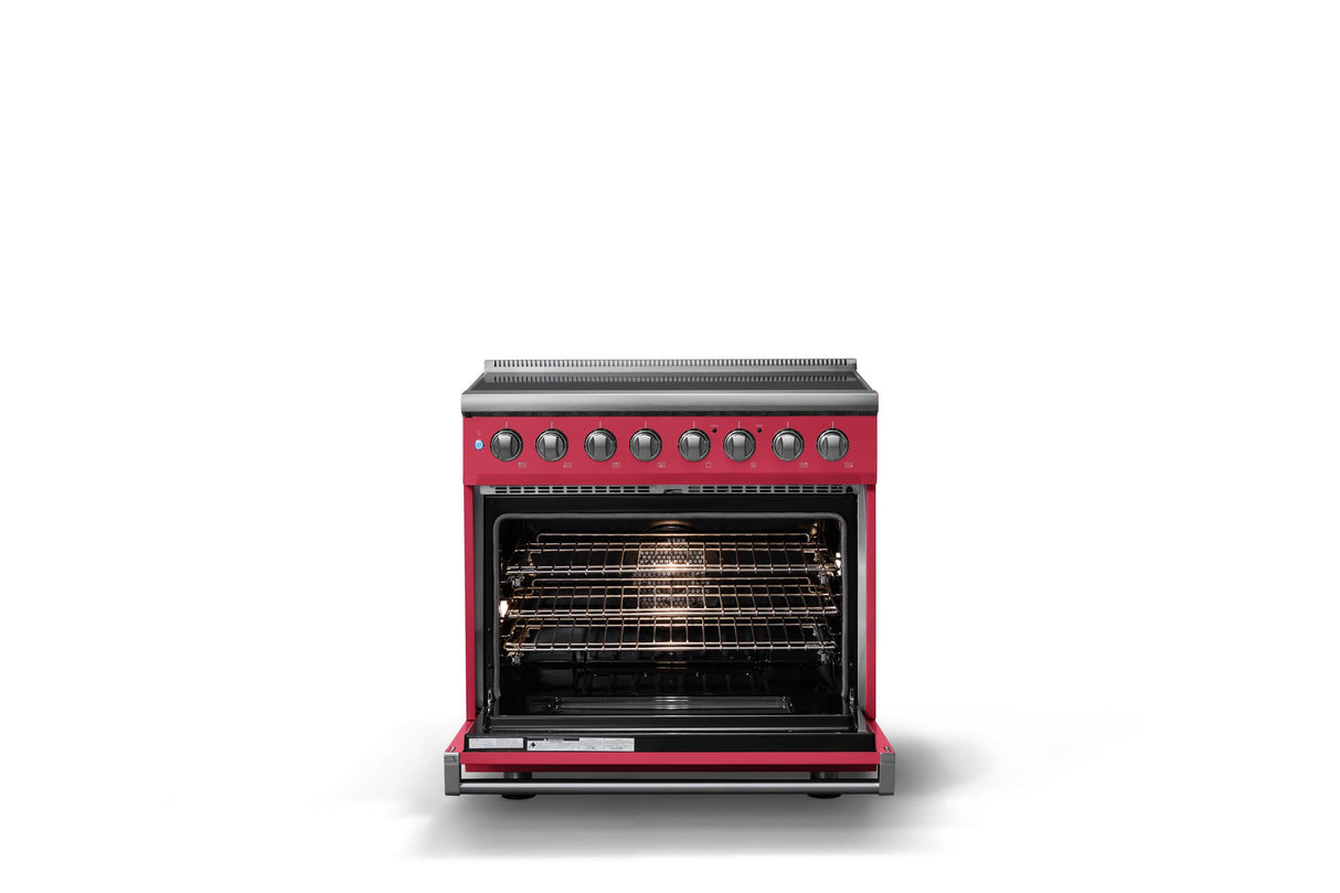 36"W. Induction Range (Finish: Valentine, Trim: Polished Chrome)
