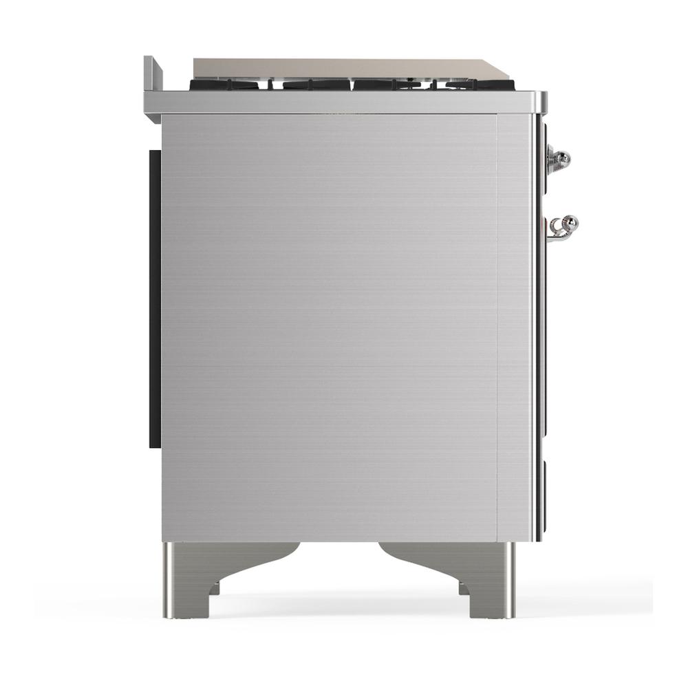 ILVE UM60FSNR3SSC Majestic III 60 inch Dual Fuel Range with 7 Burners, Griddle and French Top, Dual Function Burner with up to 25,000 BTU (Natural Gas, Triple Glass Door, Stainless Steel, Chrome)