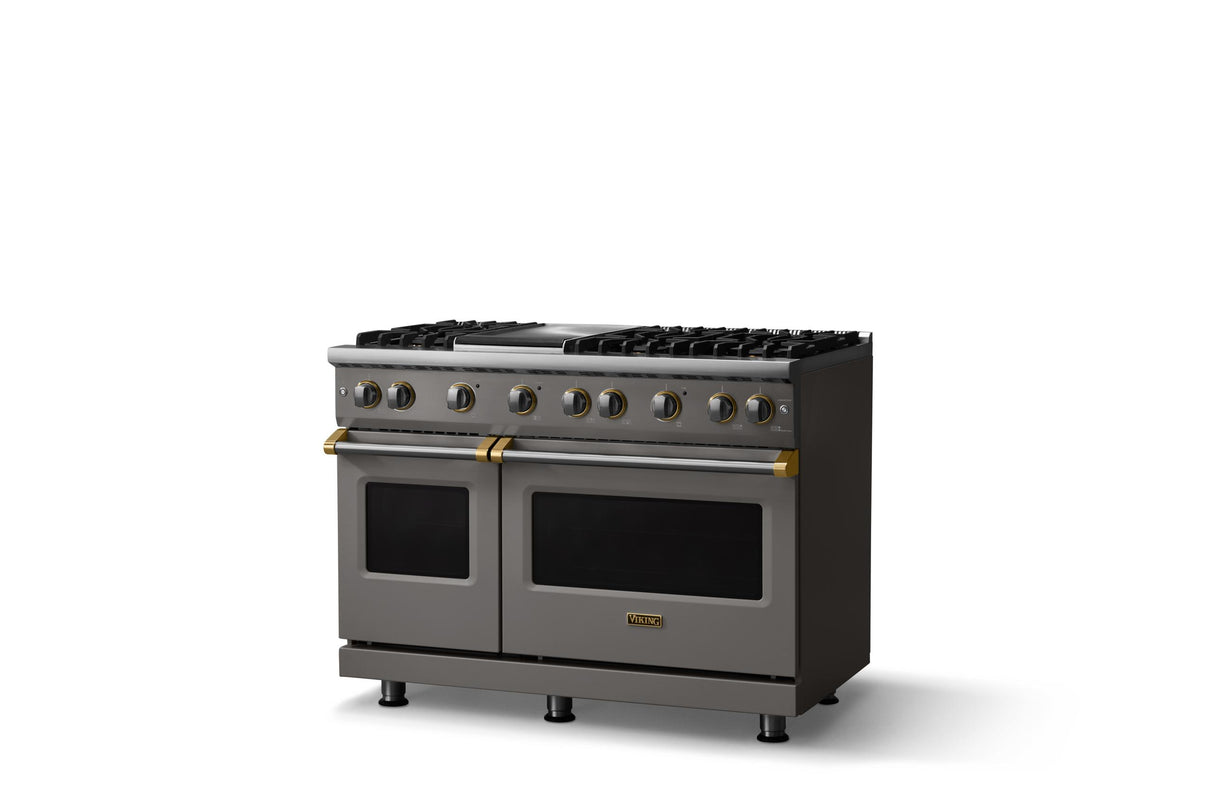 48"W. Sealed Burner Gas Range (Burner: 6g, Finish: Damascus Gray, Trim: Polished Chrome, Fuel: Propane)