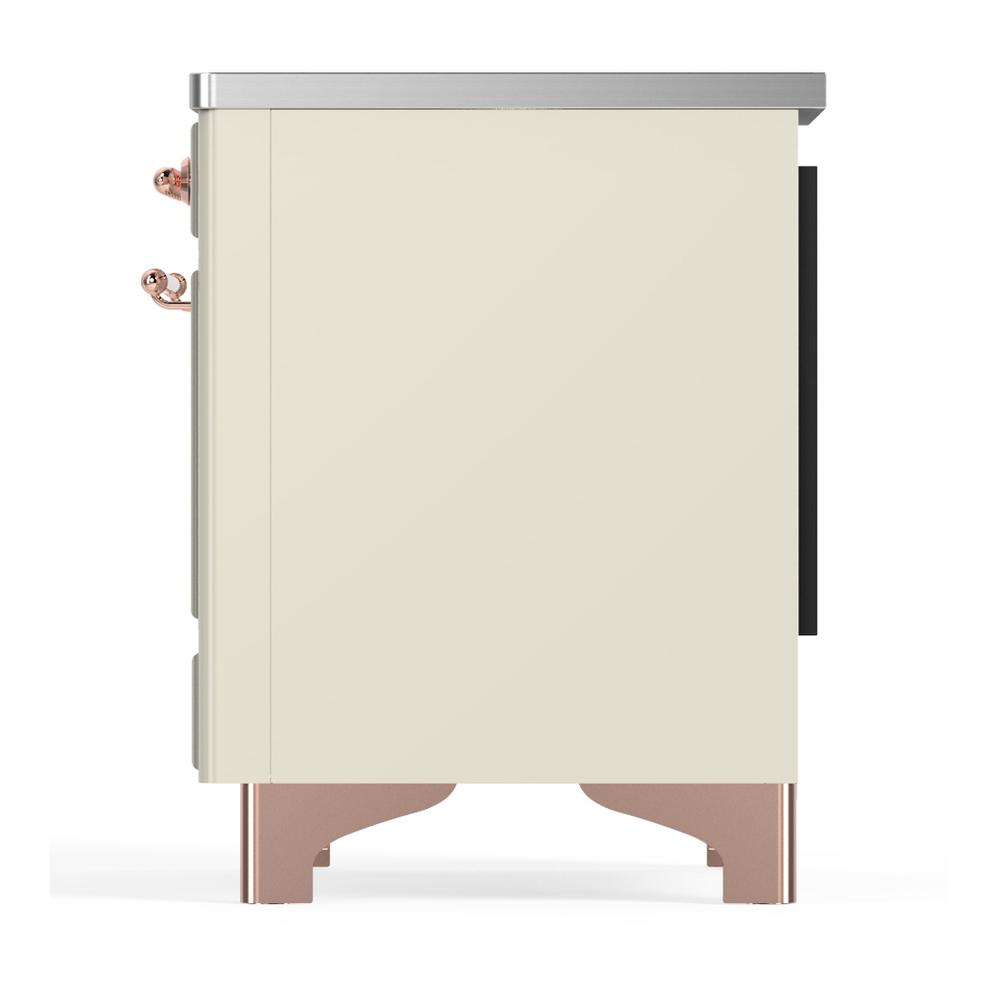 ILVE UMDIB40NR3AWP Majestic III 40 inch Induction Range with 6 Elements, 3.82 cu. ft. Total Oven Capacity (Triple Glass Door, Antique White, Copper)