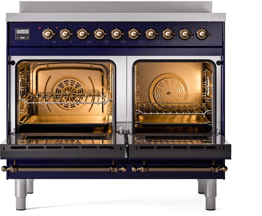 Nostalgie II 40 Inch Electric Freestanding Range in Blue with Bronze Trim