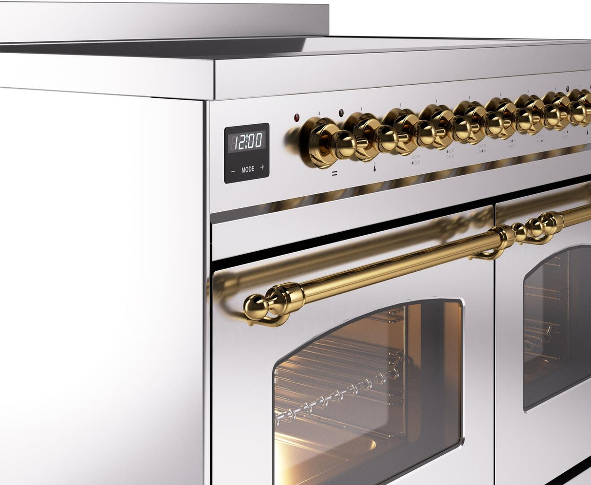 Nostalgie II 40 Inch Electric Freestanding Range in Stainless Steel with Brass Trim