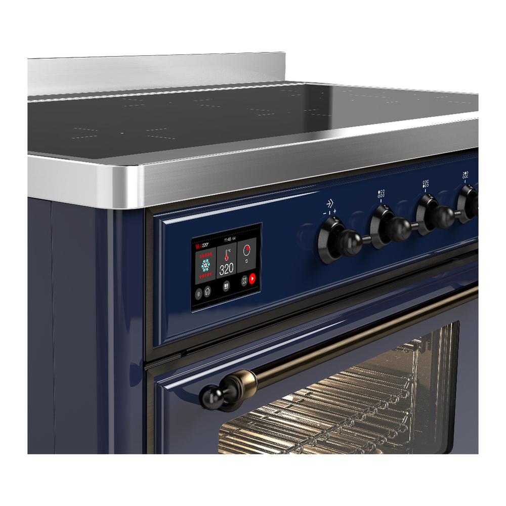 ILVE UMIB48NR3MBB Majestic III 48 inch Induction Range with 6 Elements, 5.02 cu. ft. Total Oven Capacity (Triple Glass Door, Midnight Blue, Burnished)