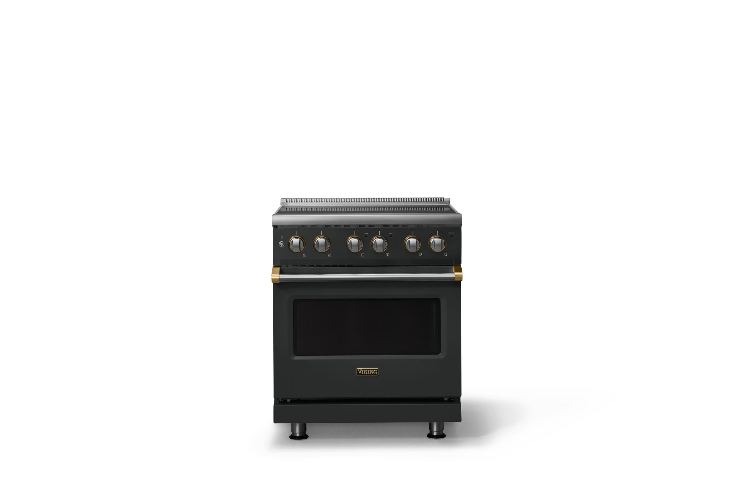30"W. Electric Range (Finish: Antique Bronze, Trim: Brushed Brass)