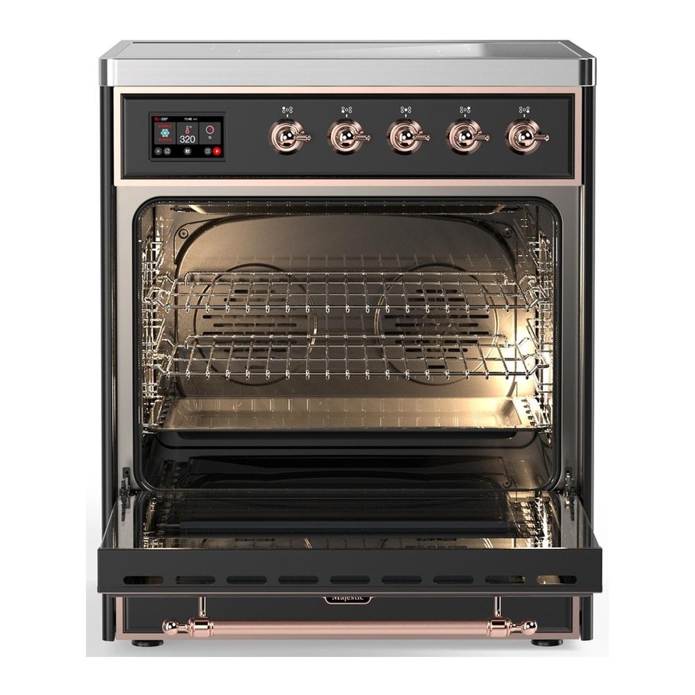 ILVE UMIB30NR3MGP Majestic III 30 inch Induction Range with 4 Elements, 4 cu. ft. Oven Capacity (Triple Glass Door, Graphite Matte, Copper)