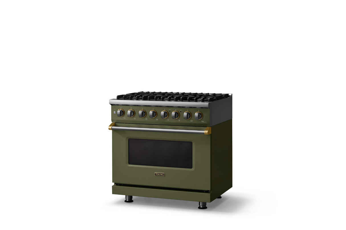 36"W. Dual Fuel Range (Burner: 6b, Finish: Martini, Trim: Polished Chrome, Fuel: Propane)
