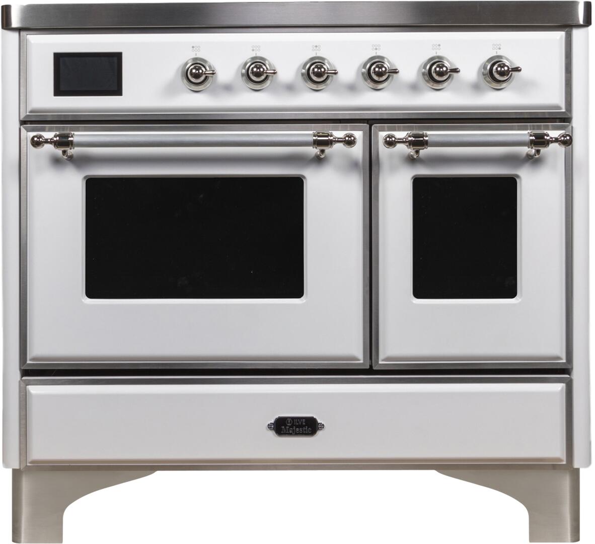 Majestic II 40 Inch Electric Freestanding Range in White with Chrome Trim