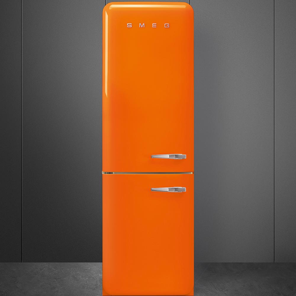 Approx 24" 50'S Style refrigerator with automatic freezer, Orange, Left hand hinge
