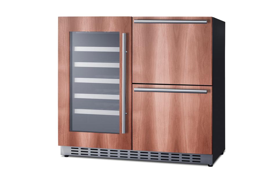 36" Wide Combination Wine Cellar & 2-drawer Refrigerator , ADA Compliant (panel Not Included)