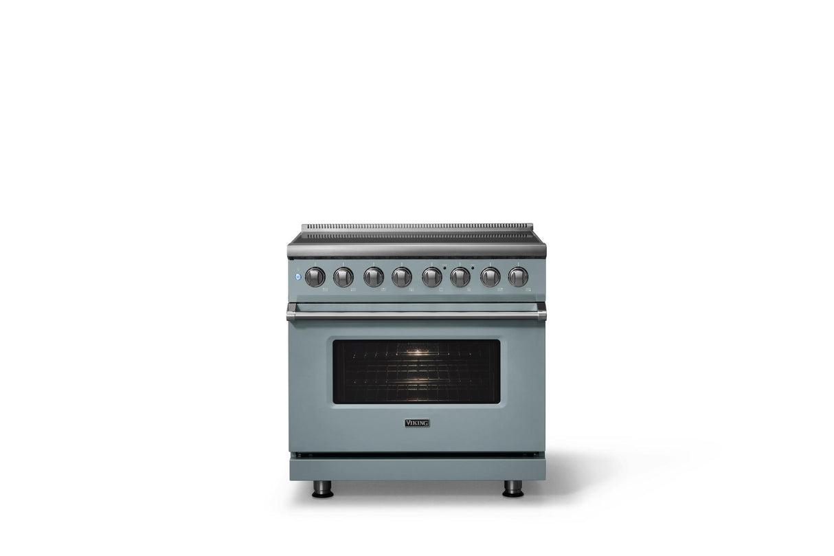 36"W. Induction Range (Finish: November Sky, Trim: Polished Chrome)