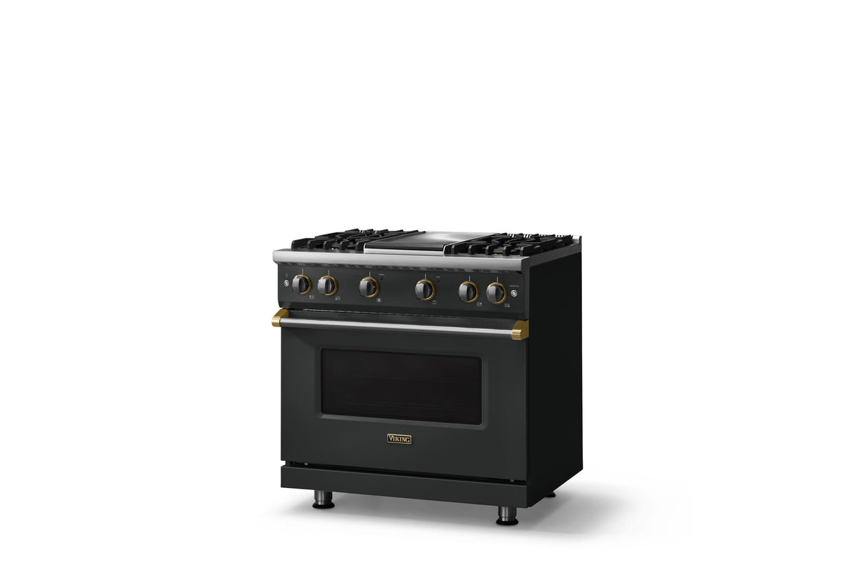 36"W. Sealed Burner Gas Range (Burner: 4g, Finish: Antique Bronze, Trim: Polished Chrome, Fuel: Propane)